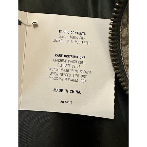 Vintage NWT 90s R&Y Sport Mens size XL 100% Silk Track Jacket Tan Green Burgundy - Picture 7 of 7